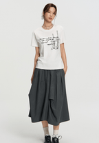 Asymmetric Pleated A - Line Midi Skirt - COPPING THREADS - RAPPEYE