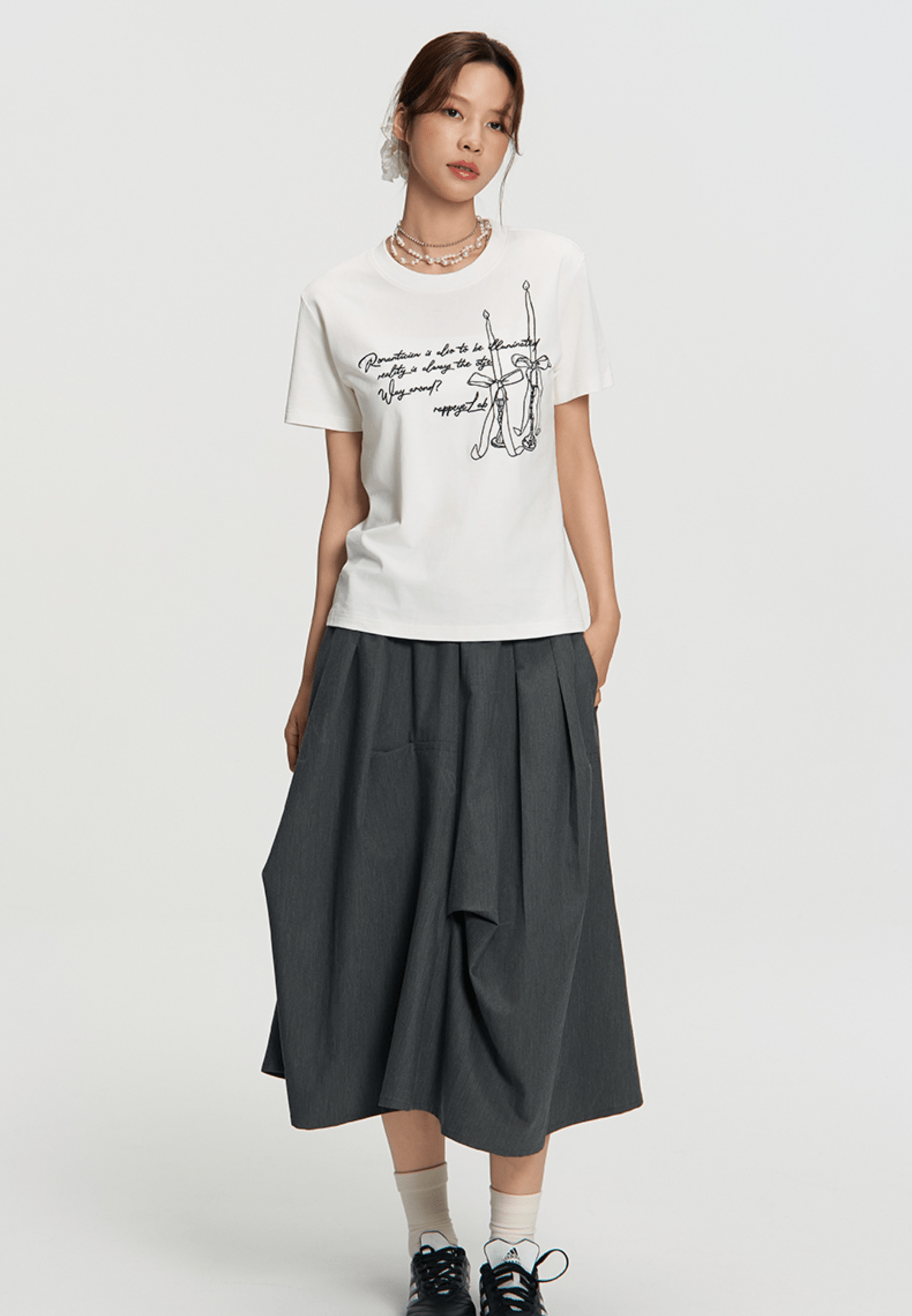 Asymmetric Pleated A - Line Midi Skirt - COPPING THREADS - RAPPEYE