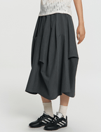 Asymmetric Pleated A - Line Midi Skirt - COPPING THREADS - RAPPEYE