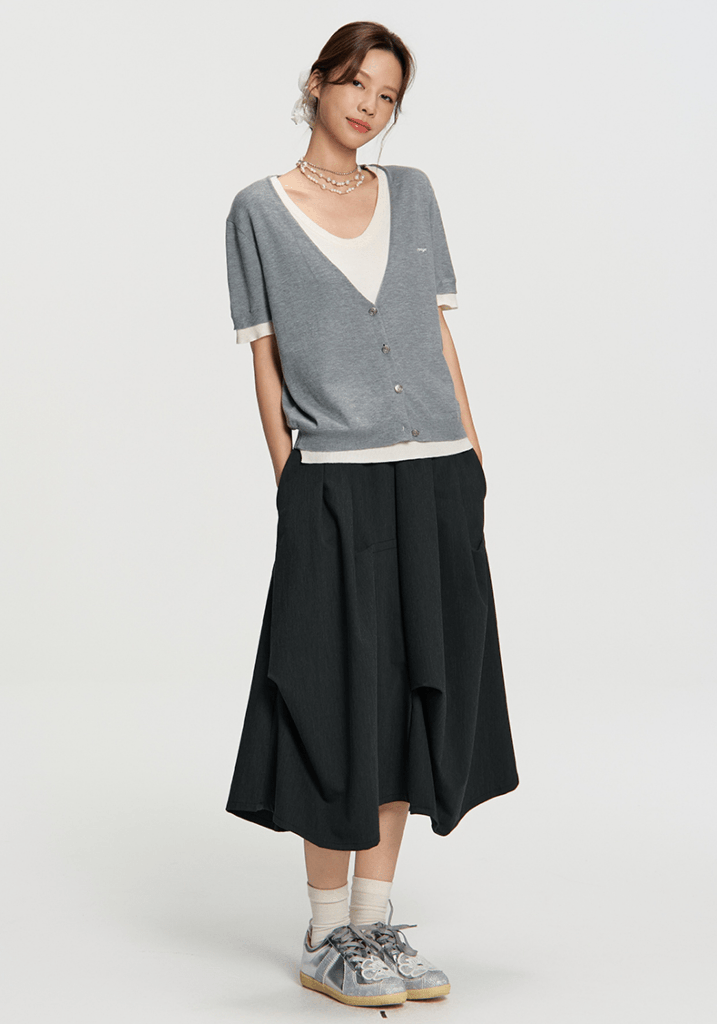 Asymmetric Pleated A - Line Midi Skirt - COPPING THREADS - RAPPEYE