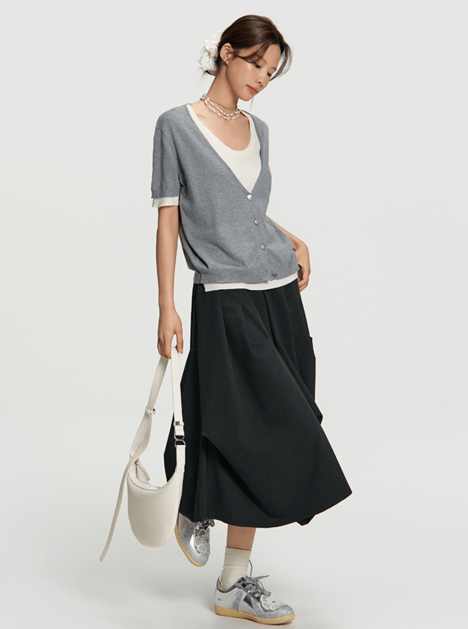Asymmetric Pleated A - Line Midi Skirt - COPPING THREADS - RAPPEYE