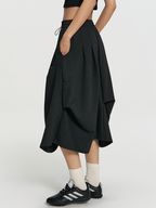 Asymmetric Pleated A - Line Midi Skirt - COPPING THREADS - RAPPEYE