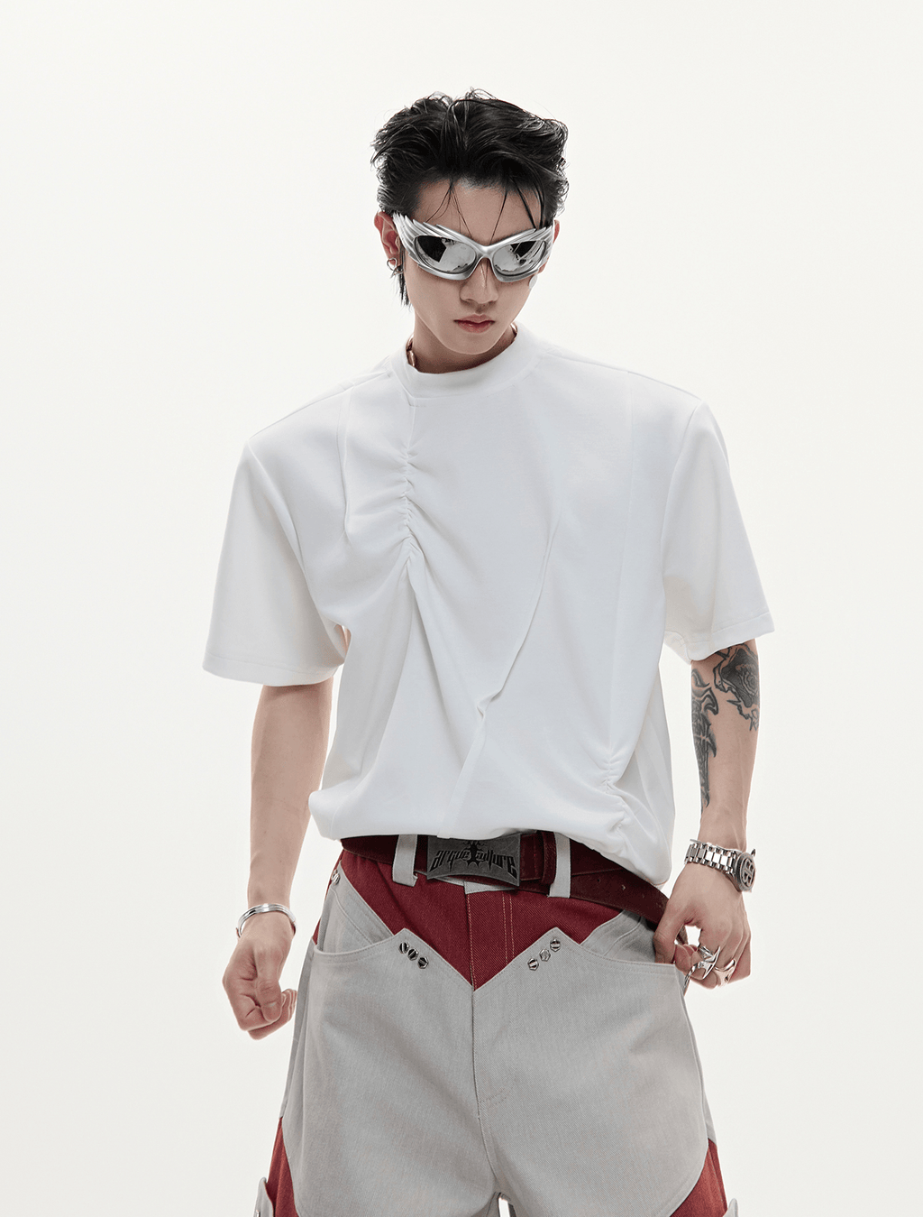 Asymmetric Ruched Sculptural Tee - COPPING THREADS - ArguE CulturE