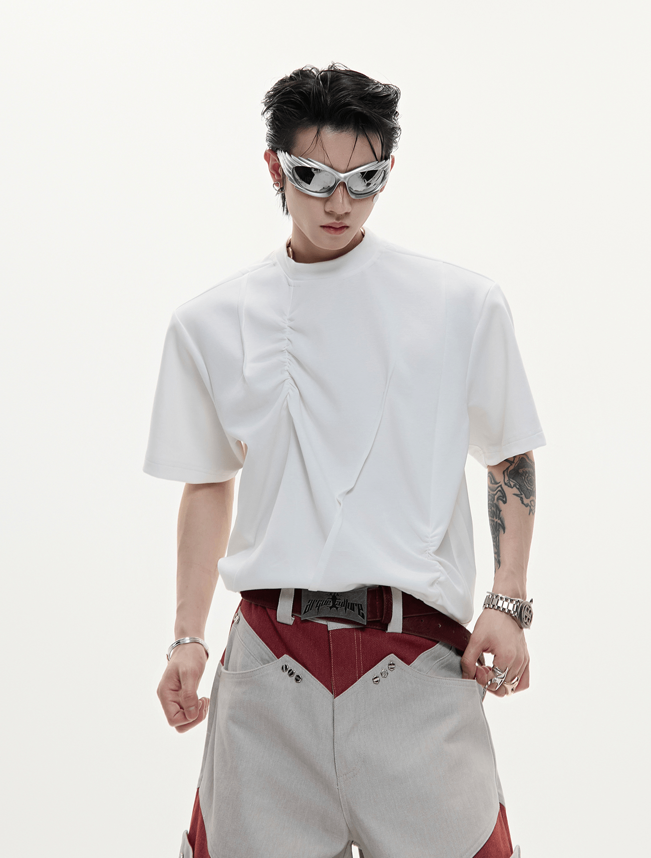 Asymmetric Ruched Sculptural Tee - COPPING THREADS - ArguE CulturE