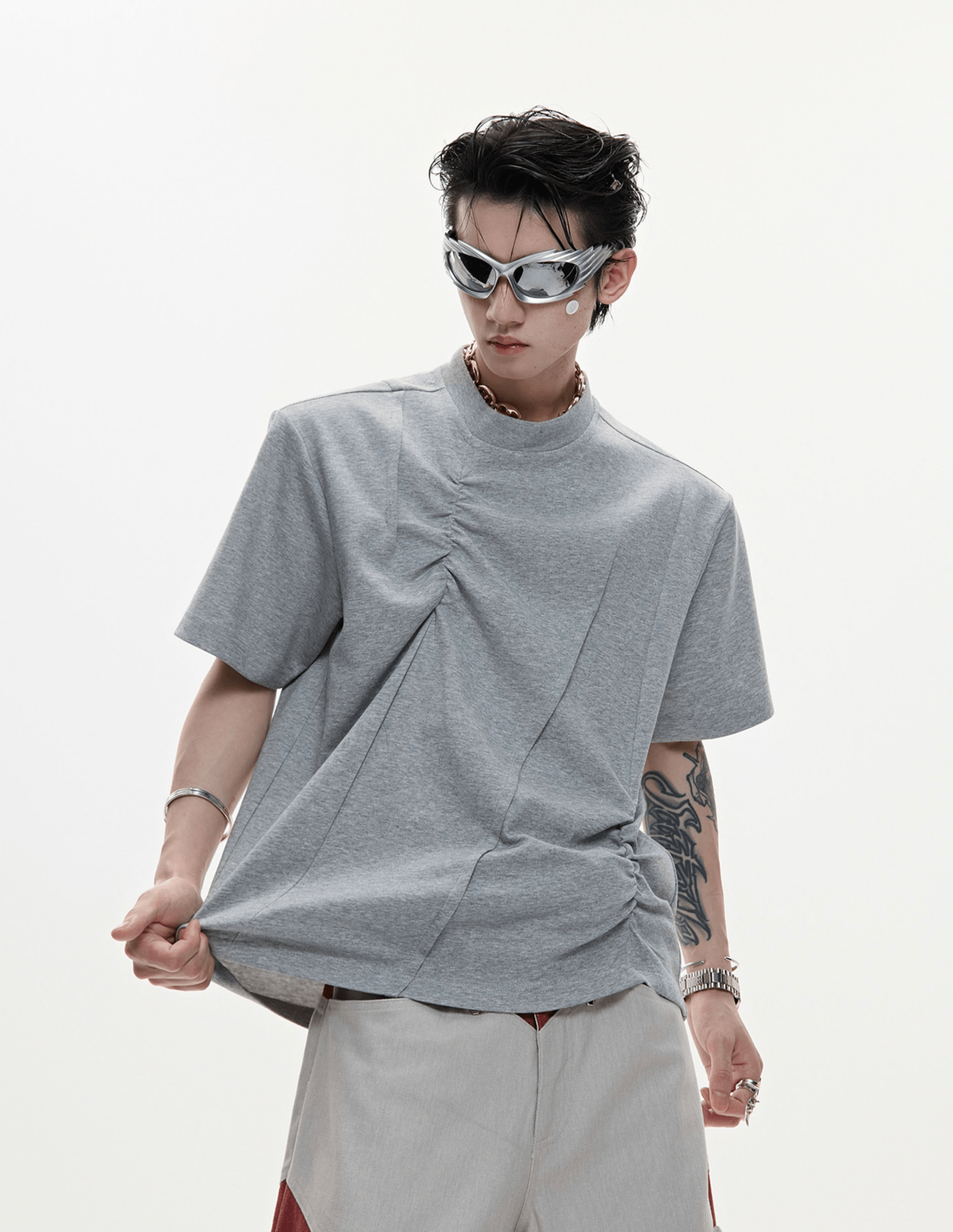 Asymmetric Ruched Sculptural Tee - COPPING THREADS - ArguE CulturE