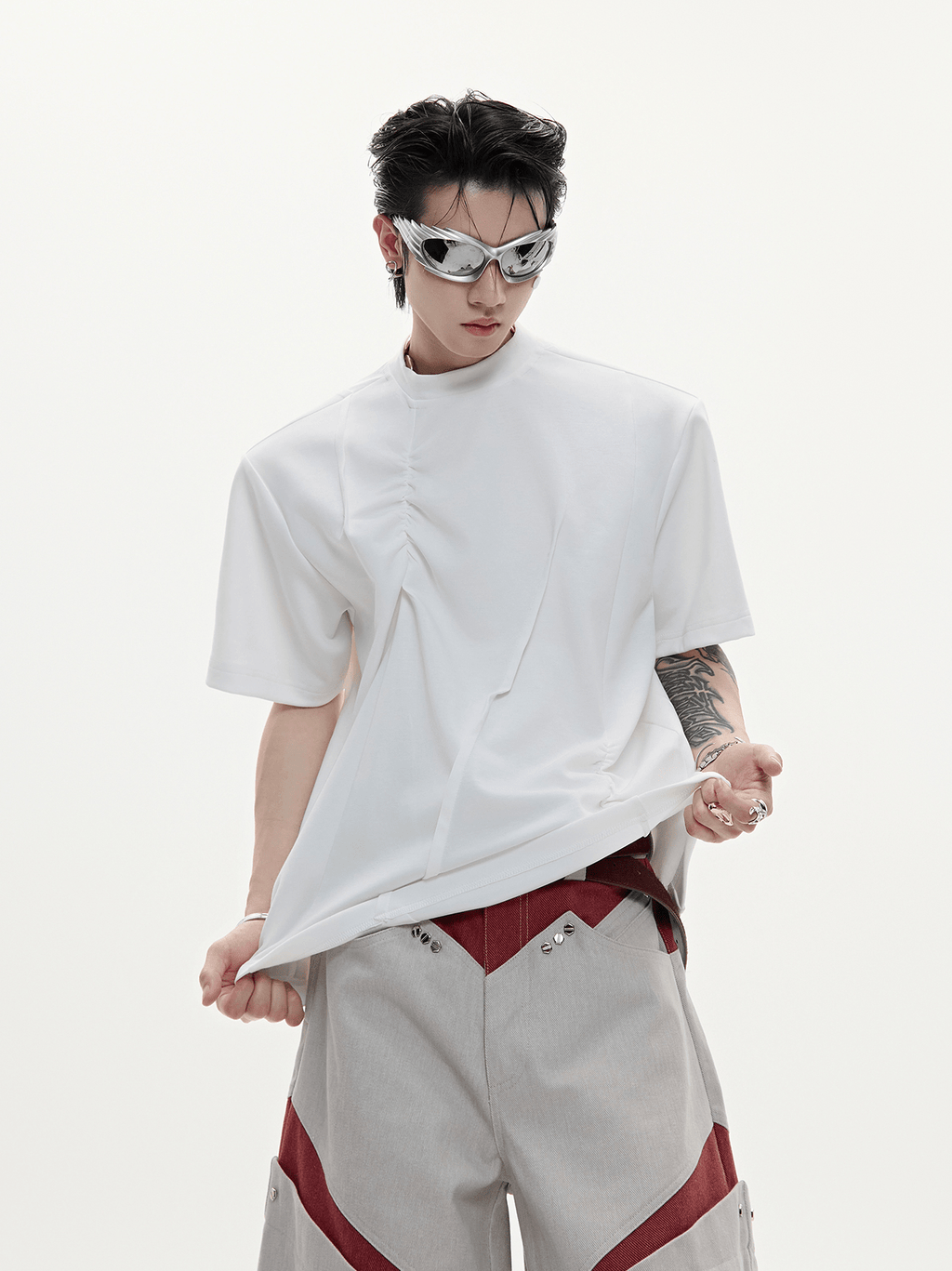 Asymmetric Ruched Sculptural Tee - COPPING THREADS - ArguE CulturE