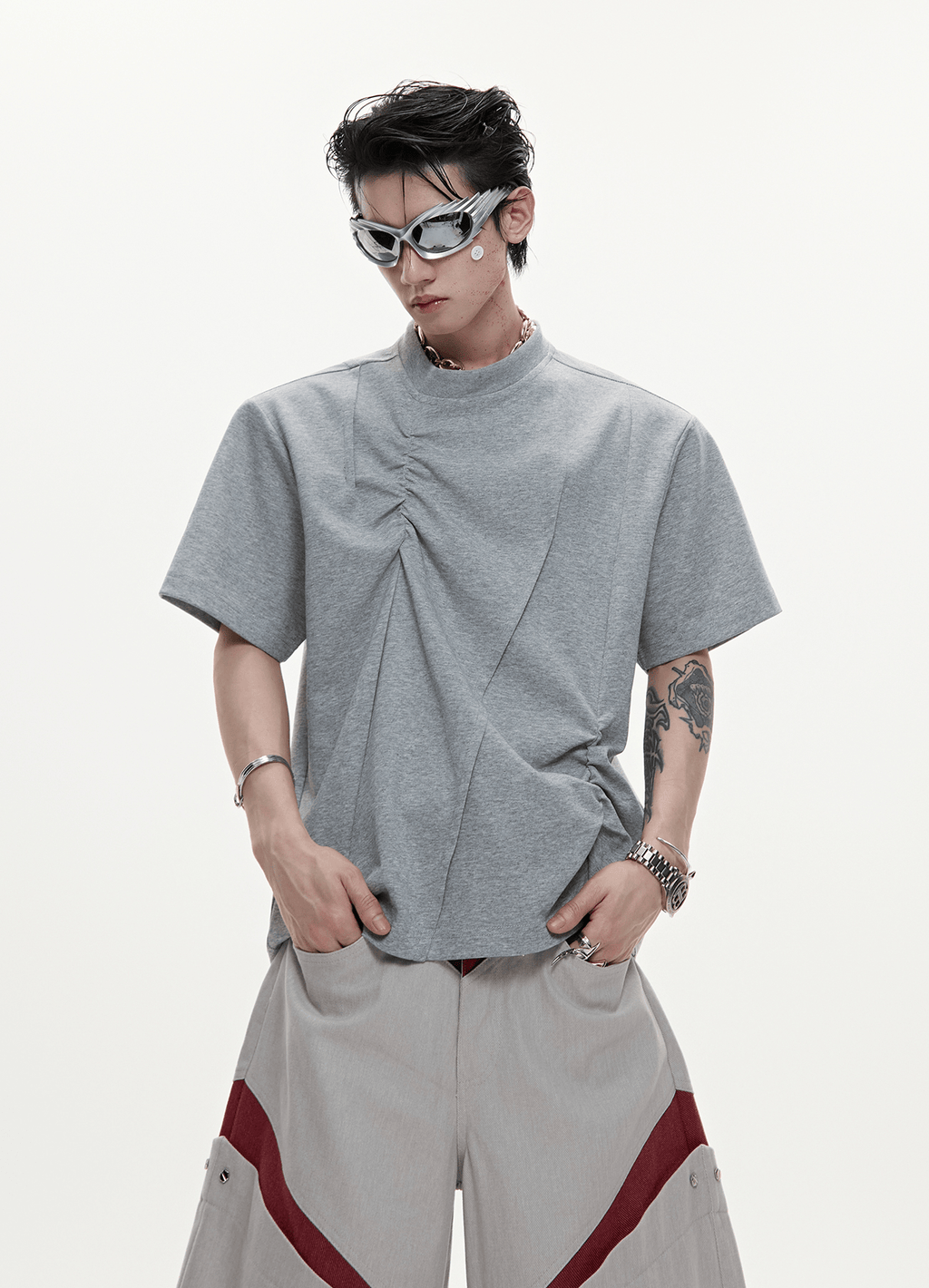 Asymmetric Ruched Sculptural Tee - COPPING THREADS - ArguE CulturE