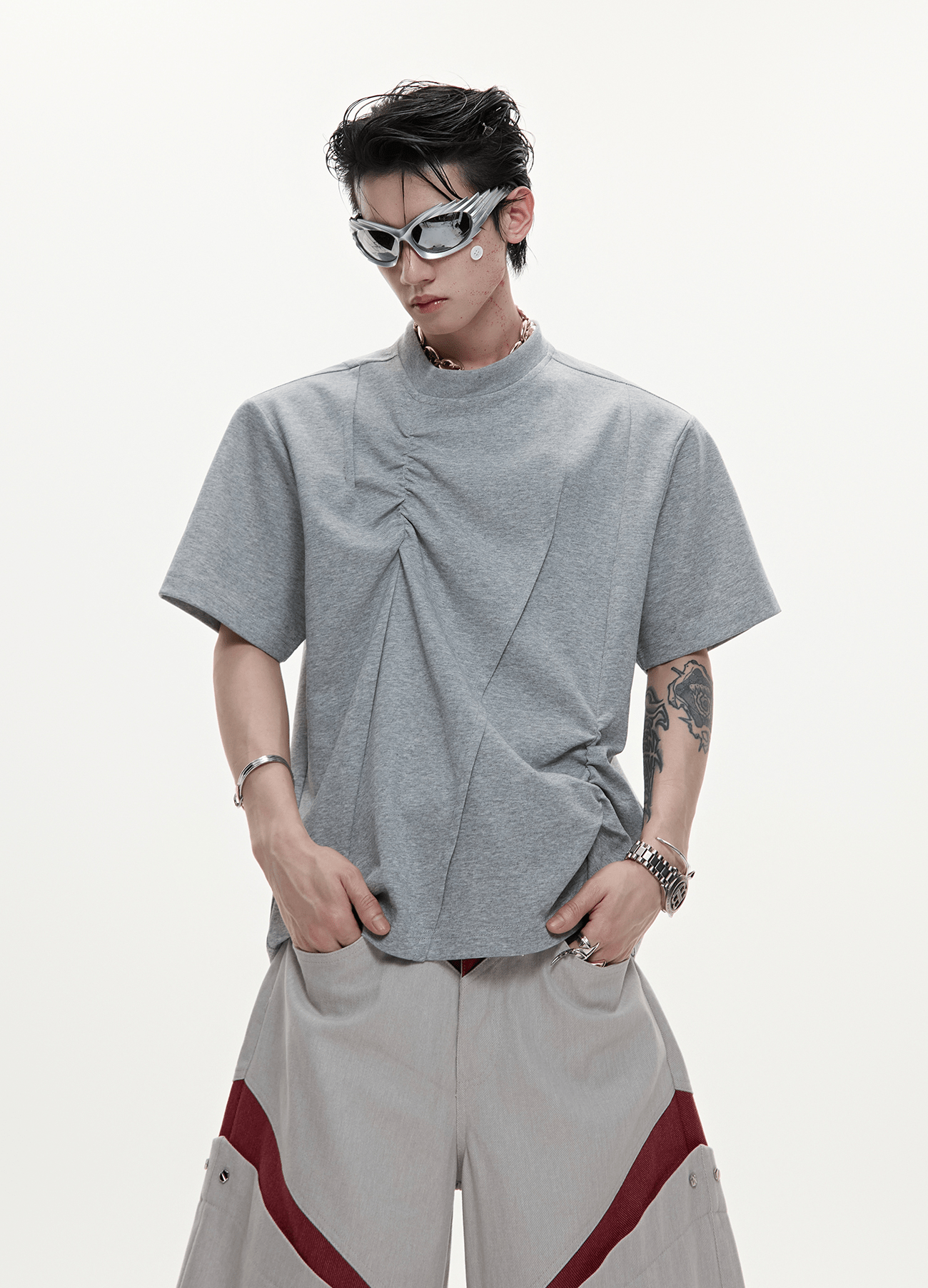 Asymmetric Ruched Sculptural Tee - COPPING THREADS - ArguE CulturE