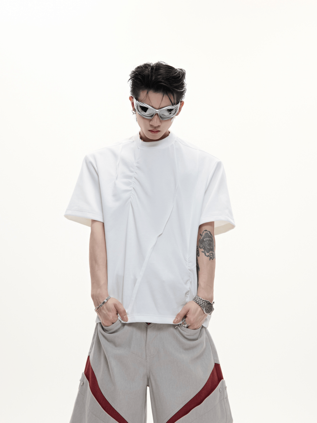 Asymmetric Ruched Sculptural Tee - COPPING THREADS - ArguE CulturE