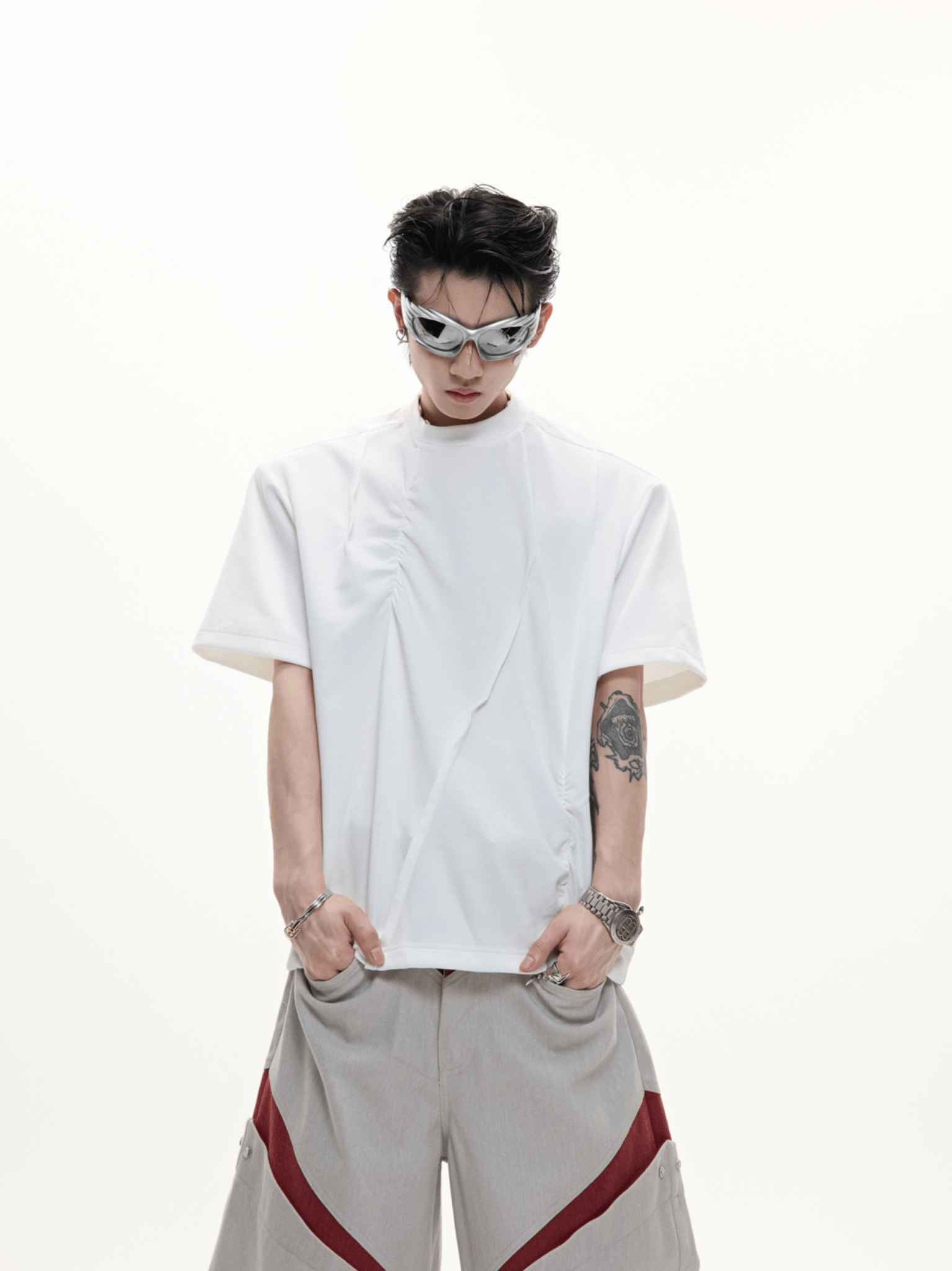 Asymmetric Ruched Sculptural Tee - COPPING THREADS - ArguE CulturE