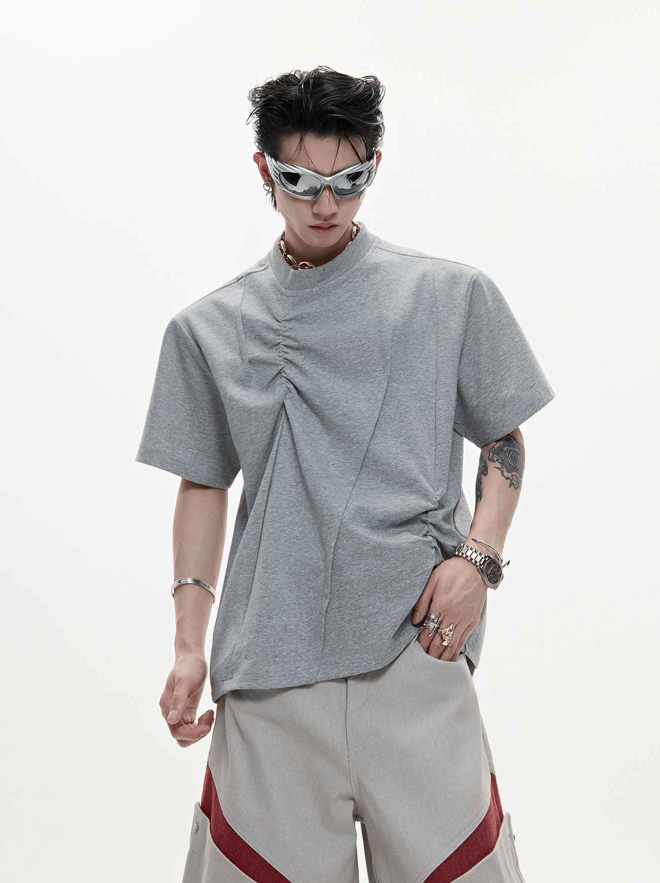 Asymmetric Ruched Sculptural Tee - COPPING THREADS - ArguE CulturE