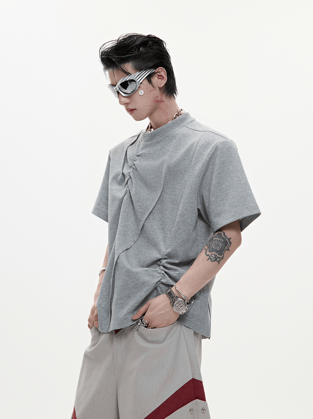 Asymmetric Ruched Sculptural Tee - COPPING THREADS - ArguE CulturE