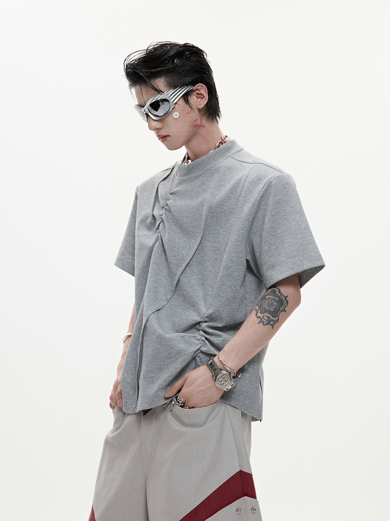 Asymmetric Ruched Sculptural Tee - COPPING THREADS - ArguE CulturE