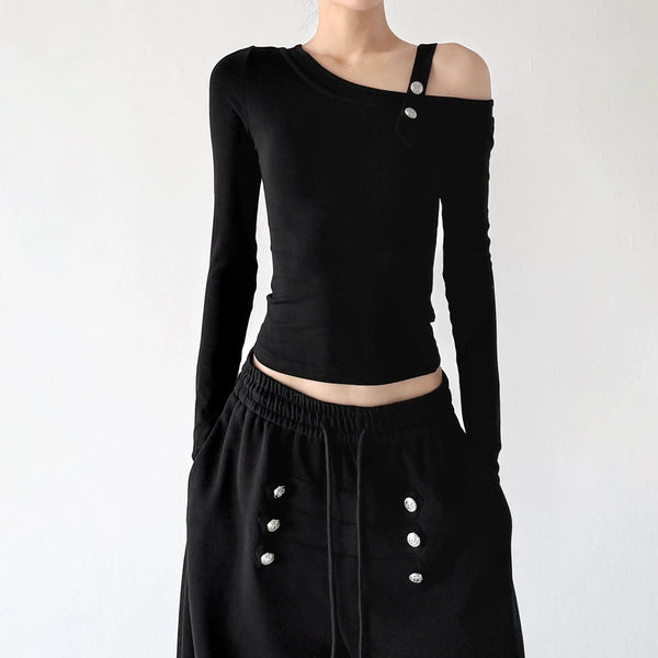 Asymmetric Shoulder Long-Sleeve T-Shirt - COPPING THREADS - CT ORIGINALS