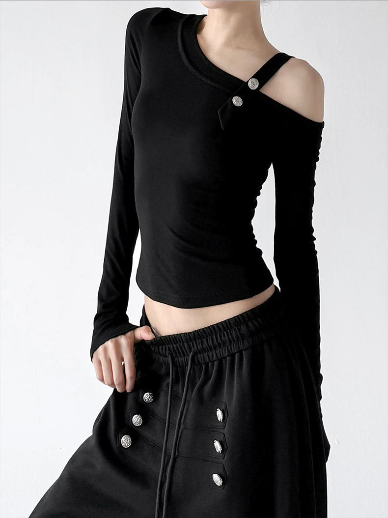 Asymmetric Shoulder Long-Sleeve T-Shirt - COPPING THREADS - CT ORIGINALS