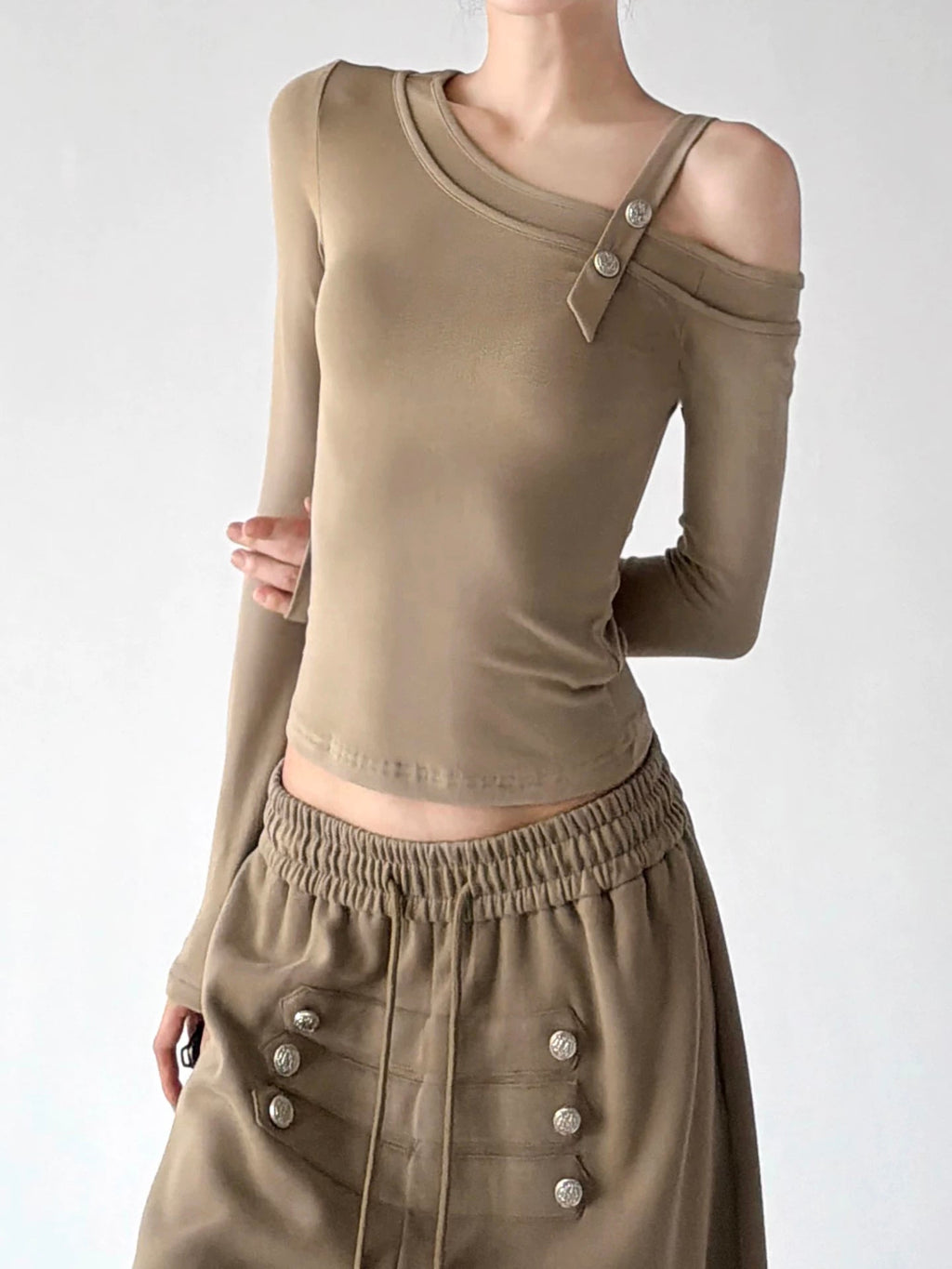 Asymmetric Shoulder Long-Sleeve T-Shirt - COPPING THREADS - CT ORIGINALS