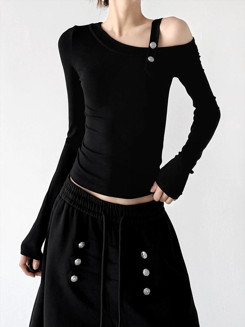 Asymmetric Shoulder Long-Sleeve T-Shirt - COPPING THREADS - CT ORIGINALS