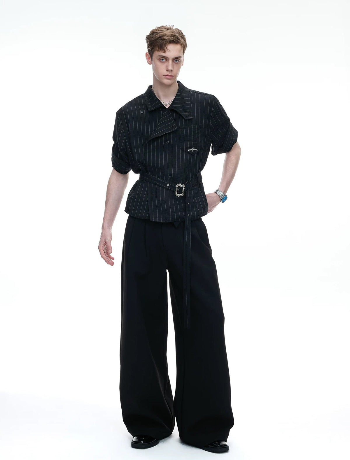Asymmetric Tie-Waist Stripe Shirt - COPPING THREADS - Argue Culture