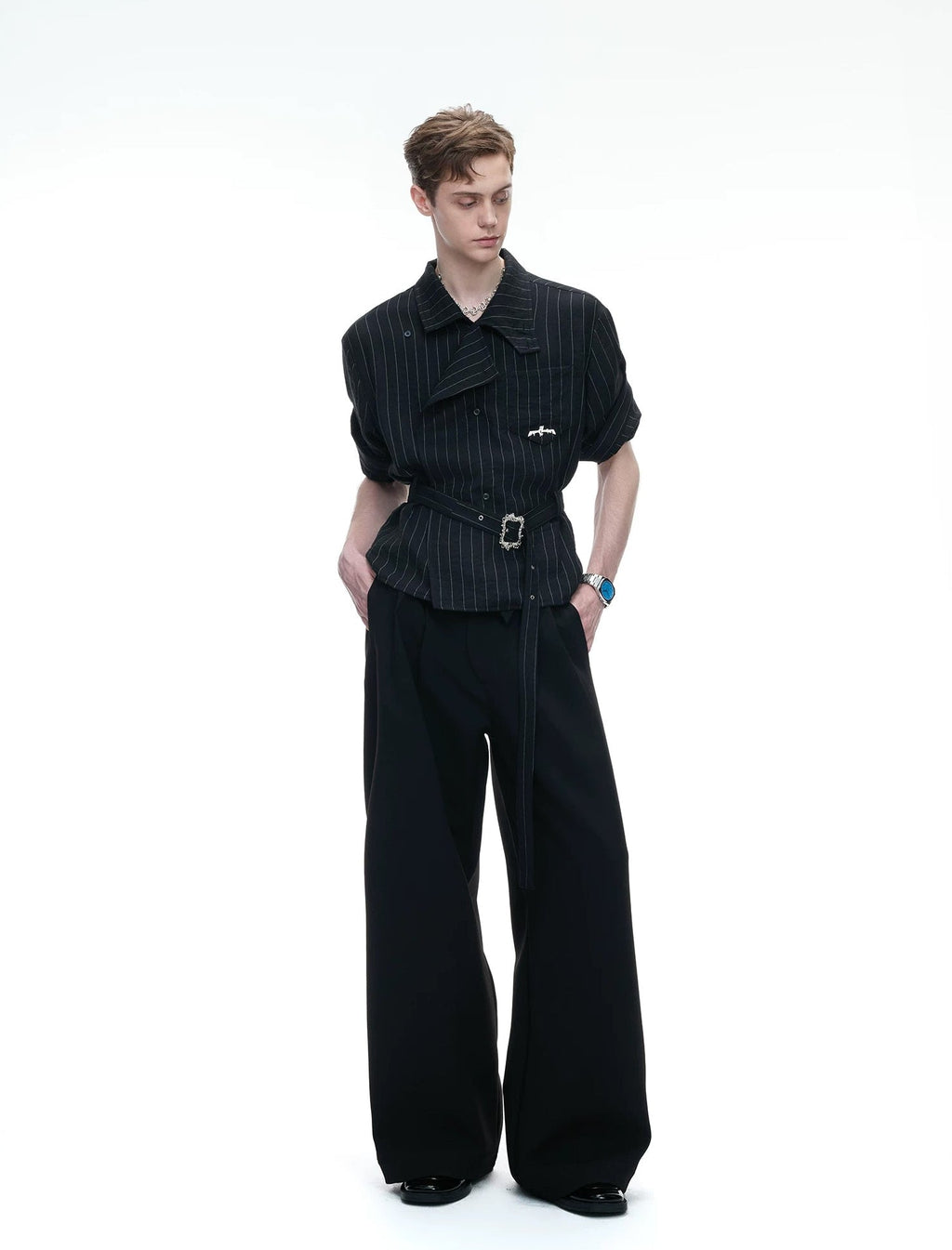 Asymmetric Tie-Waist Stripe Shirt - COPPING THREADS - Argue Culture