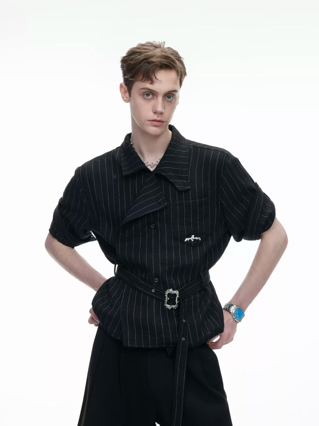 Asymmetric Tie-Waist Stripe Shirt - COPPING THREADS - Argue Culture