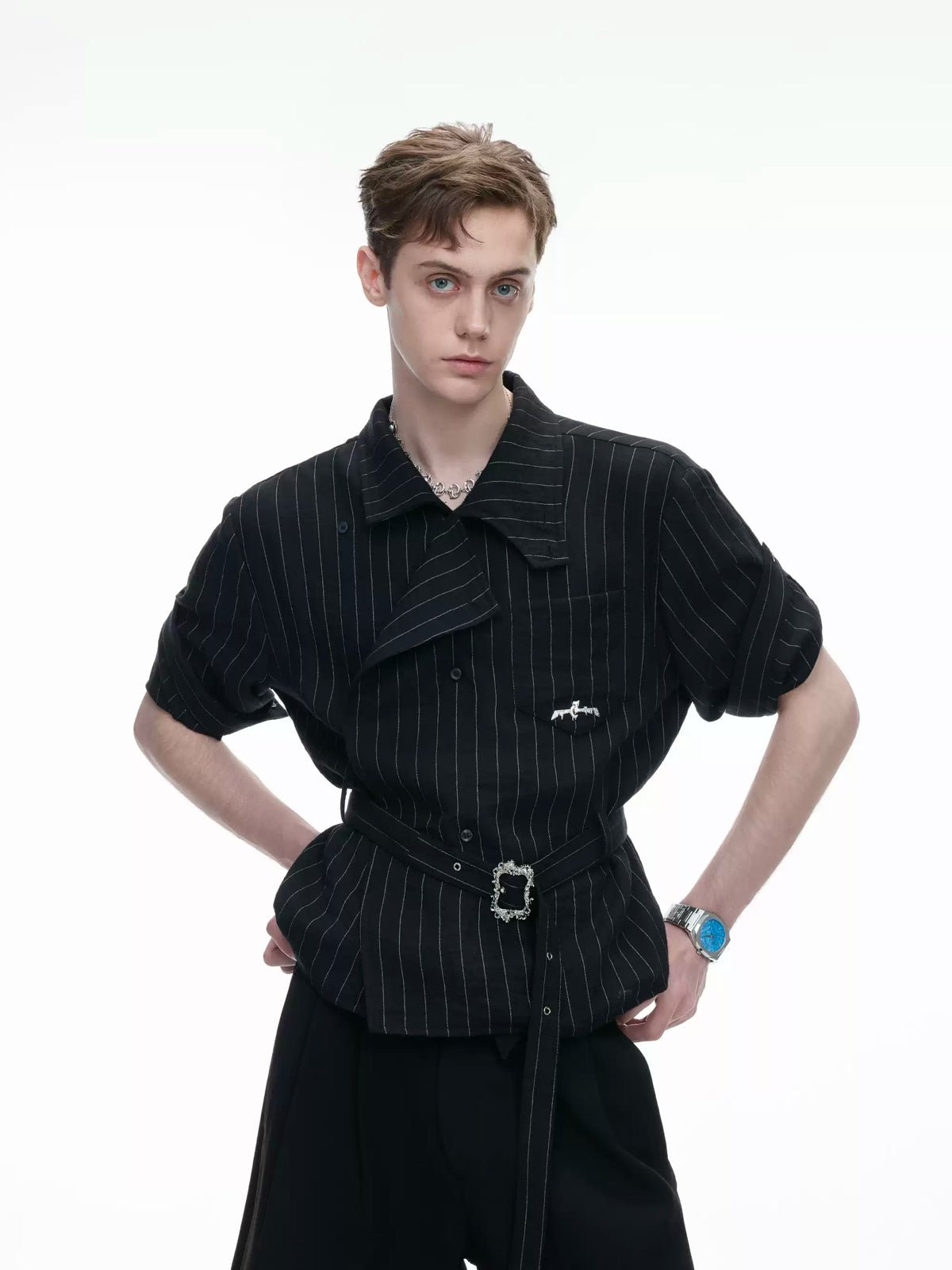 Asymmetric Tie-Waist Stripe Shirt - COPPING THREADS - Argue Culture