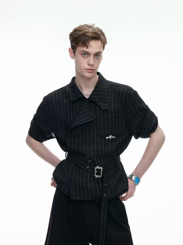 Asymmetric Tie-Waist Stripe Shirt - COPPING THREADS - Argue Culture