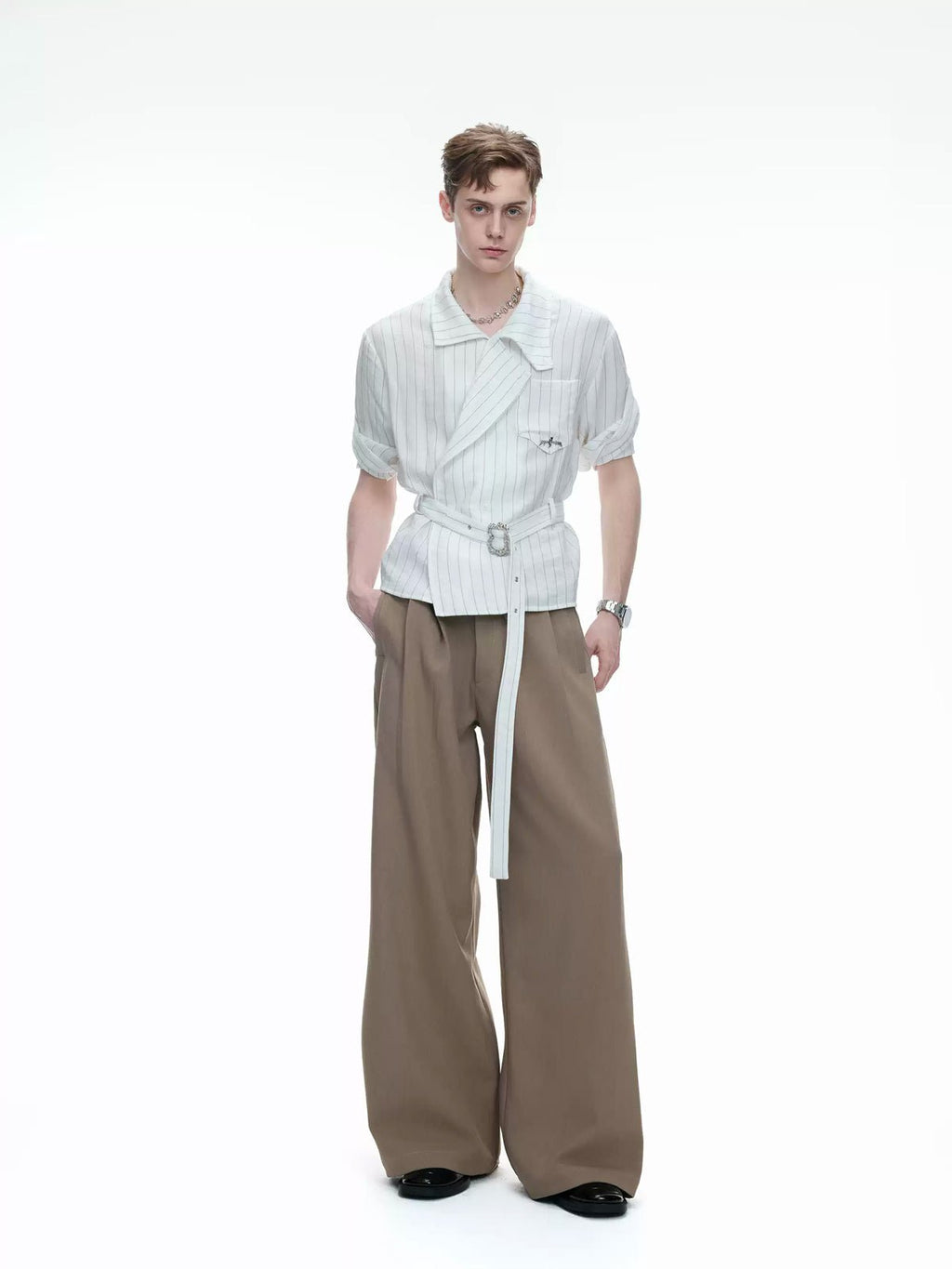 Asymmetric Tie-Waist Stripe Shirt - COPPING THREADS - Argue Culture