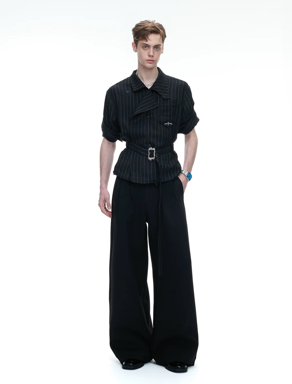 Asymmetric Tie-Waist Stripe Shirt - COPPING THREADS - Argue Culture