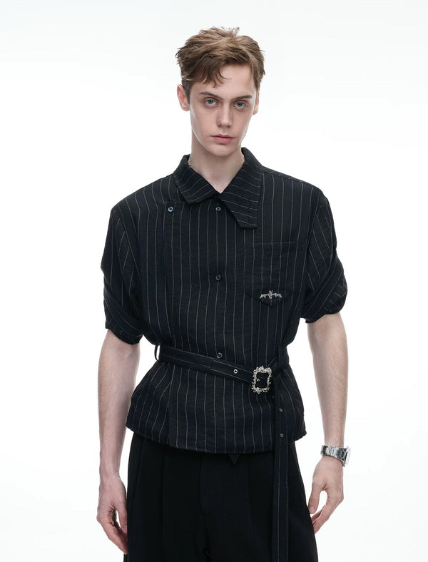 Asymmetric Tie-Waist Stripe Shirt - COPPING THREADS - Argue Culture