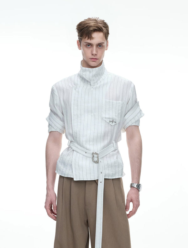 Asymmetric Tie-Waist Stripe Shirt - COPPING THREADS - Argue Culture