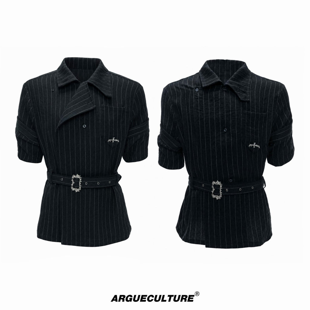 Asymmetric Tie-Waist Stripe Shirt - COPPING THREADS - Argue Culture