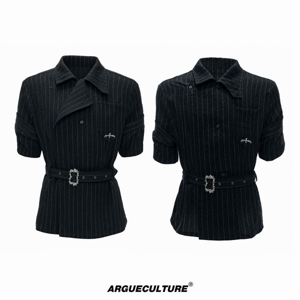 Asymmetric Tie-Waist Stripe Shirt - COPPING THREADS - Argue Culture