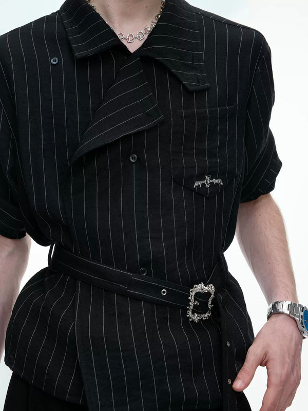Asymmetric Tie-Waist Stripe Shirt - COPPING THREADS - Argue Culture