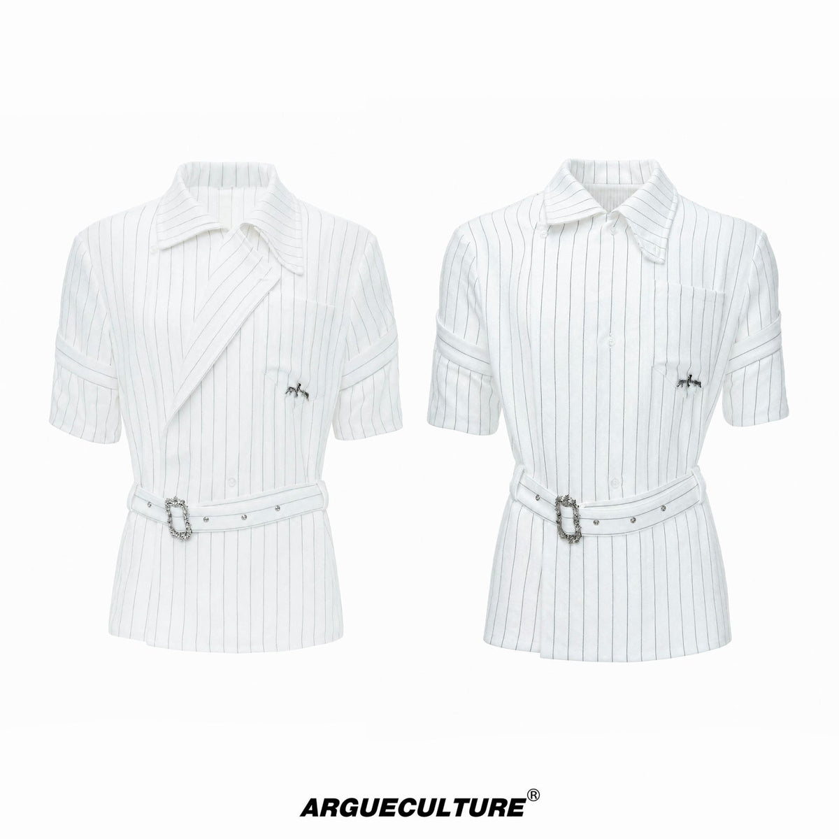 Asymmetric Tie-Waist Stripe Shirt - COPPING THREADS - Argue Culture