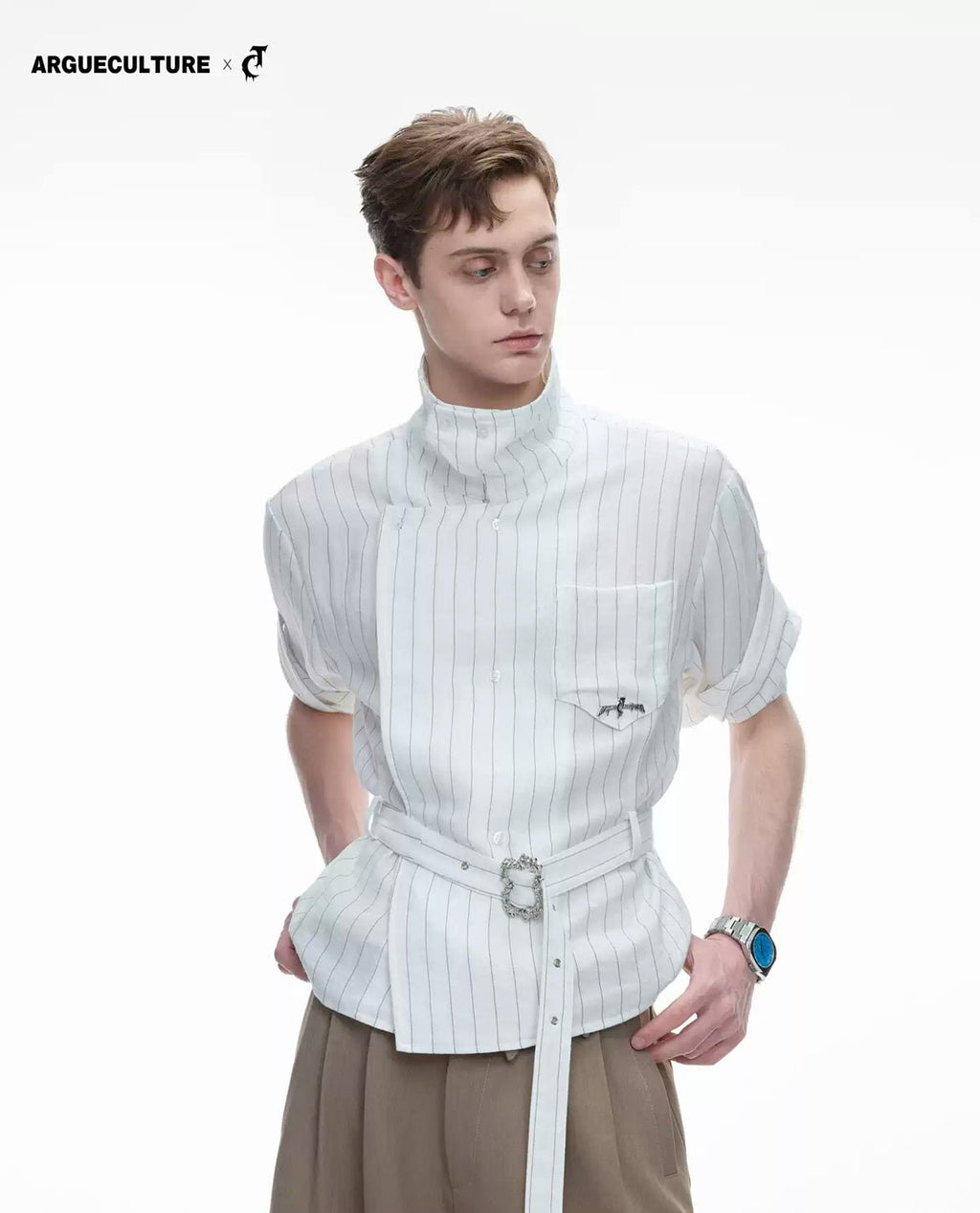 Asymmetric Tie-Waist Stripe Shirt - COPPING THREADS - Argue Culture