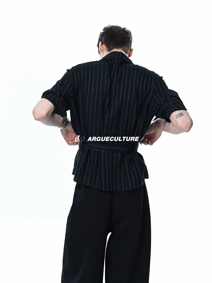 Asymmetric Tie-Waist Stripe Shirt - COPPING THREADS - Argue Culture