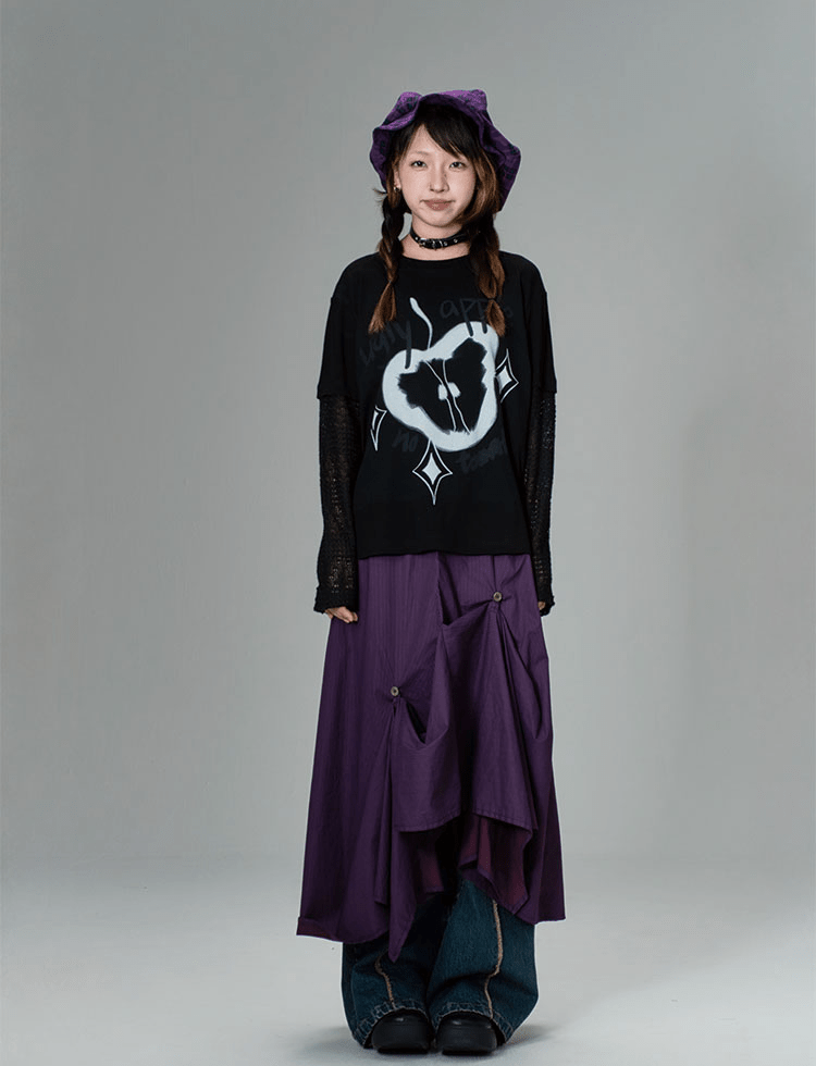 Asymmetrical Hem Pinstripe Maxi Skirt - COPPING THREADS - CT Coquette