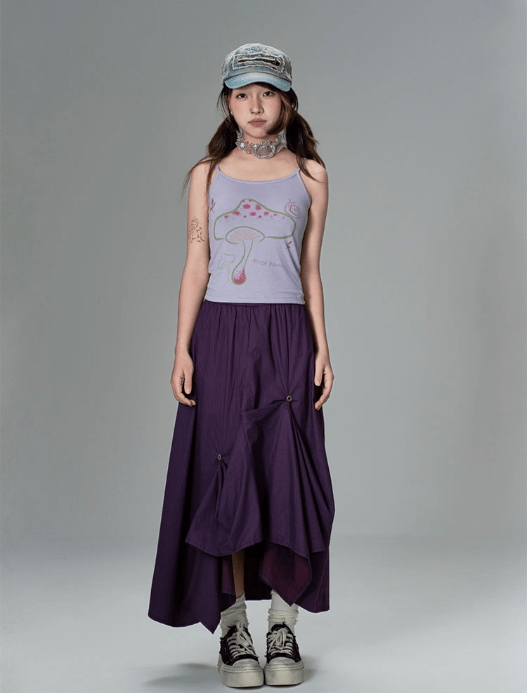 Asymmetrical Hem Pinstripe Maxi Skirt - COPPING THREADS - CT Coquette