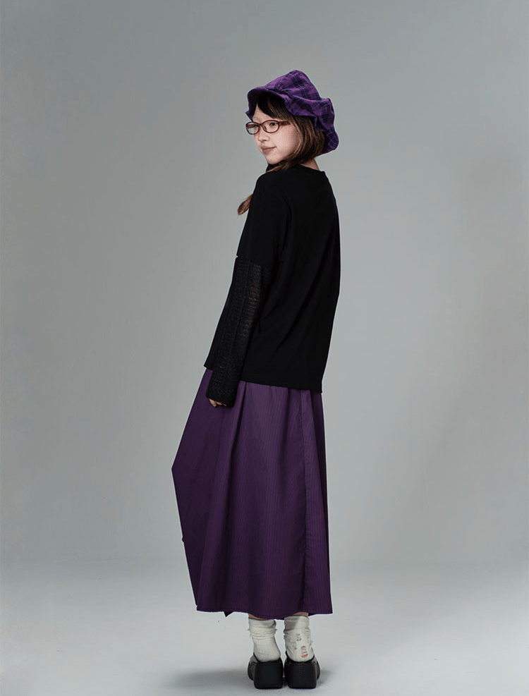 Asymmetrical Hem Pinstripe Maxi Skirt - COPPING THREADS - CT Coquette