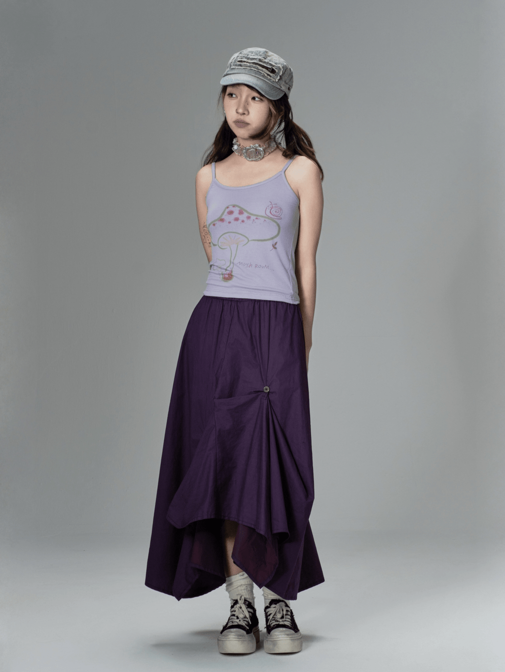 Asymmetrical Hem Pinstripe Maxi Skirt - COPPING THREADS - CT Coquette