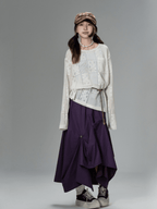 Asymmetrical Hem Pinstripe Maxi Skirt - COPPING THREADS - CT Coquette