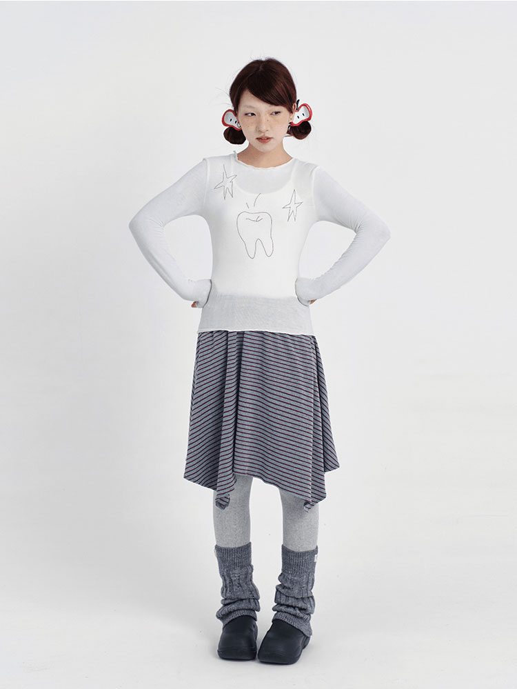 Asymmetrical Striped Midi Skirt - COPPING THREADS - CT Coquette