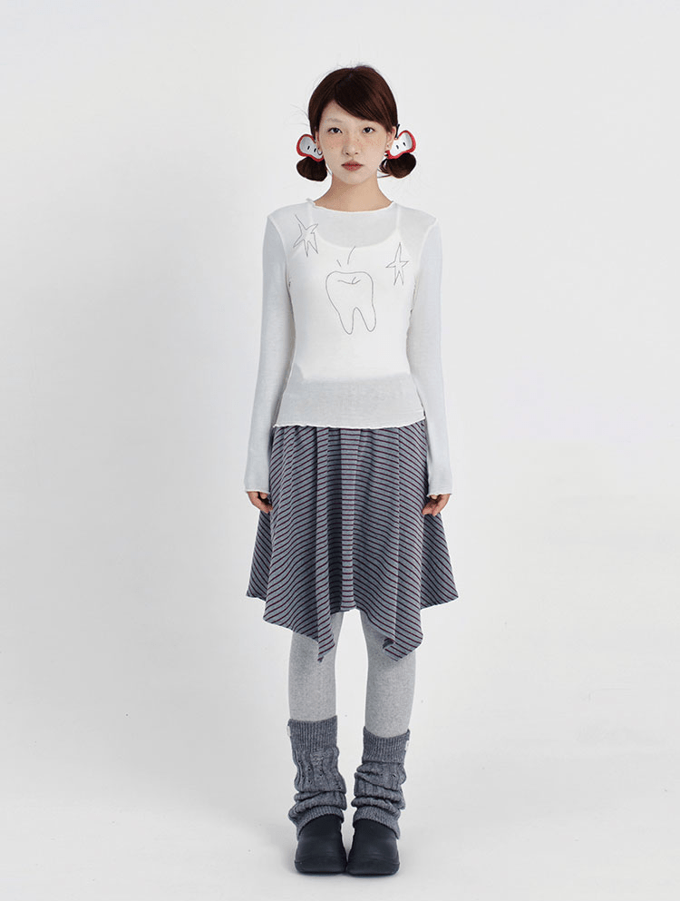 Asymmetrical Striped Midi Skirt - COPPING THREADS - CT Coquette