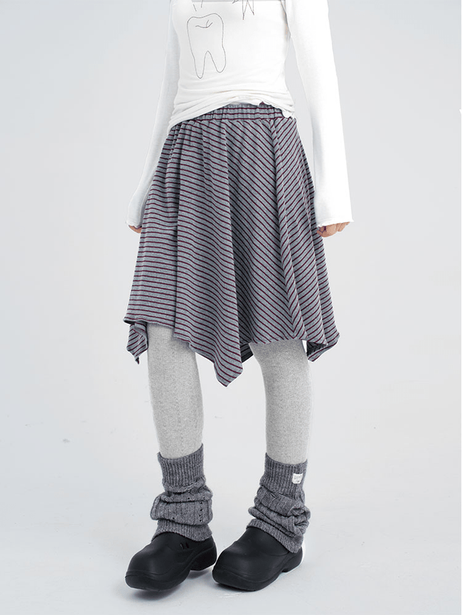 Asymmetrical Striped Midi Skirt Main Image