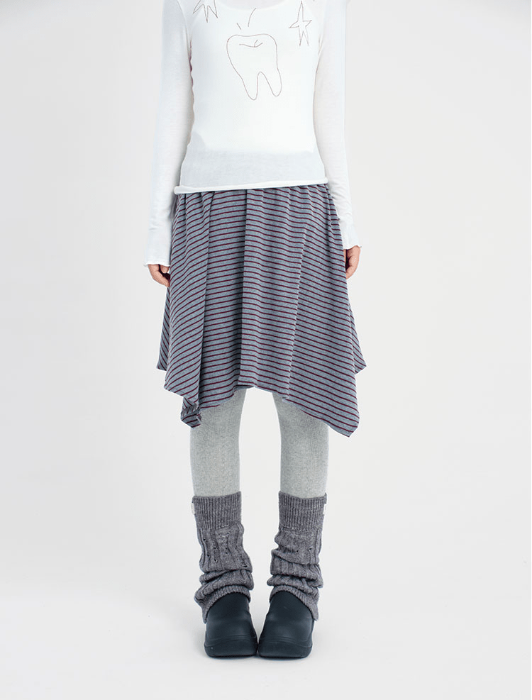 Asymmetrical Striped Midi Skirt - COPPING THREADS - CT Coquette