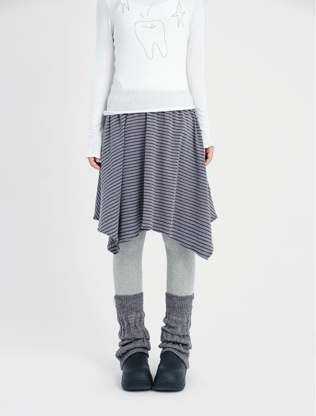 Asymmetrical Striped Midi Skirt - COPPING THREADS - CT Coquette Hover Image