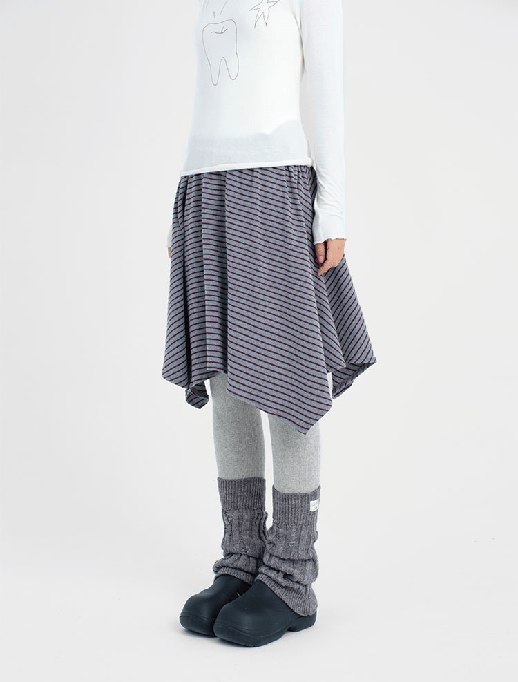 Asymmetrical Striped Midi Skirt - COPPING THREADS - CT Coquette