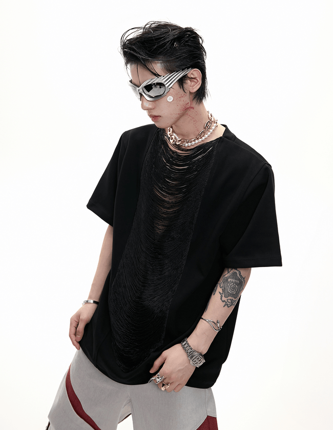 Avant-Garde Draped V-Cutout Tee Main Image