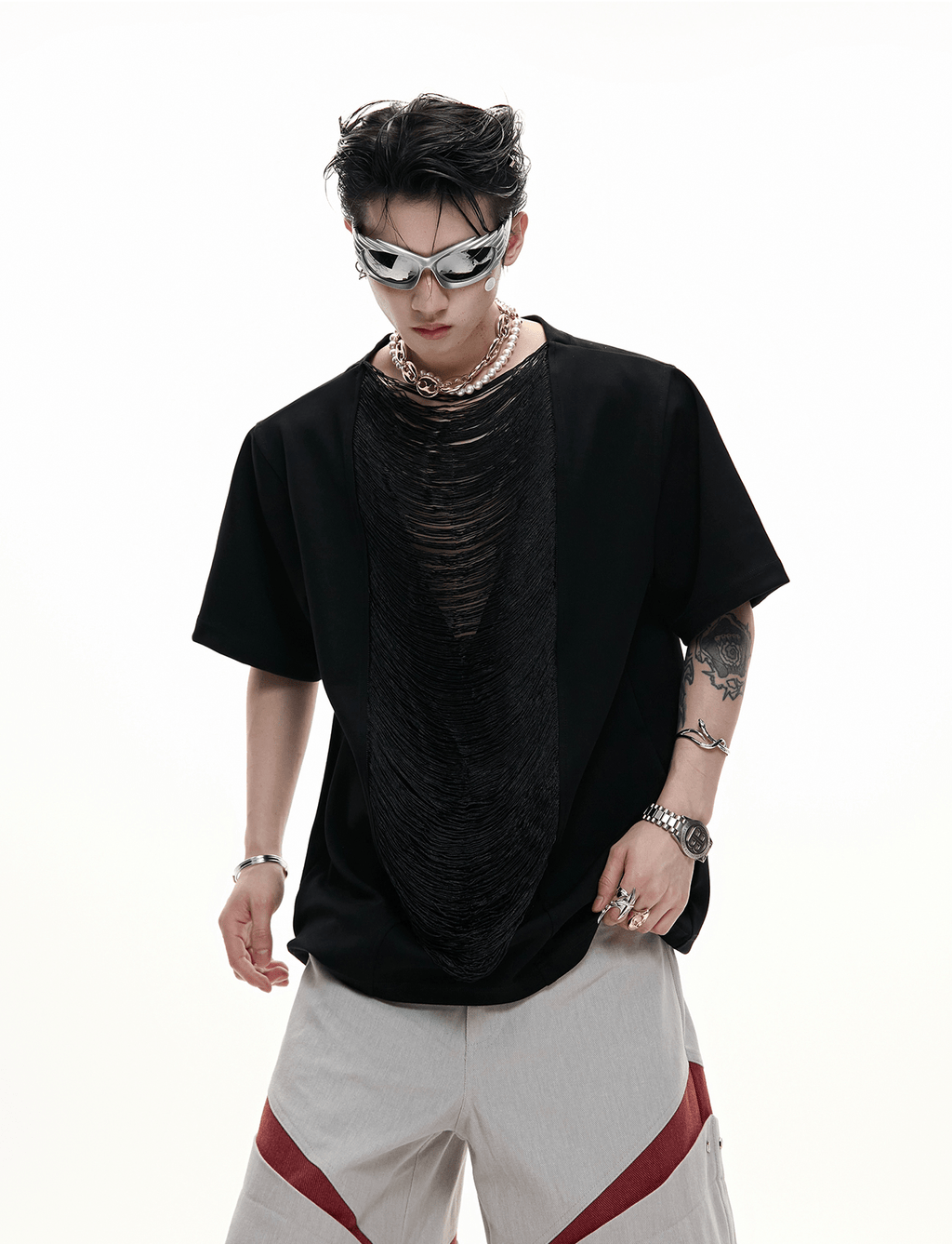 Avant - Garde Draped V - Cutout Tee - COPPING THREADS - ArguE CulturE