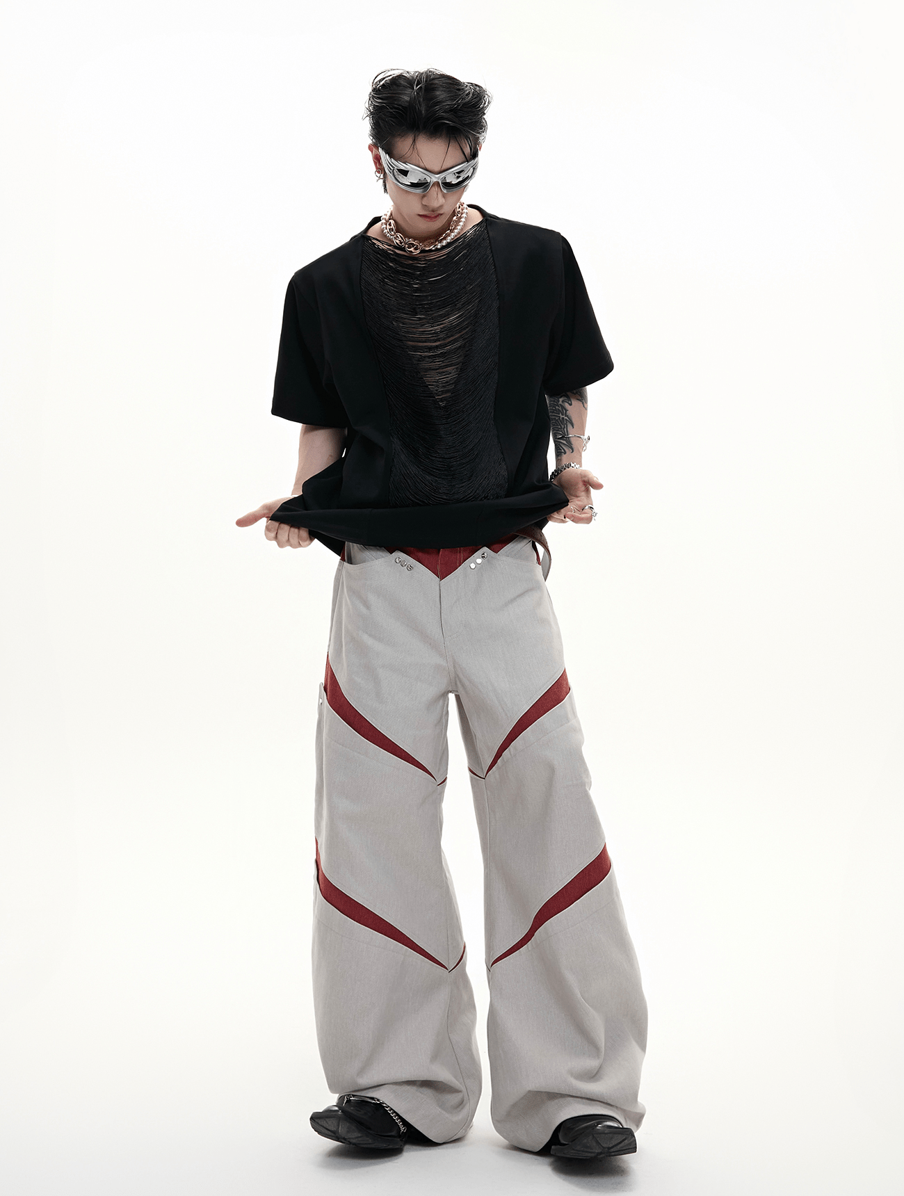 Avant - Garde Draped V - Cutout Tee - COPPING THREADS - ArguE CulturE